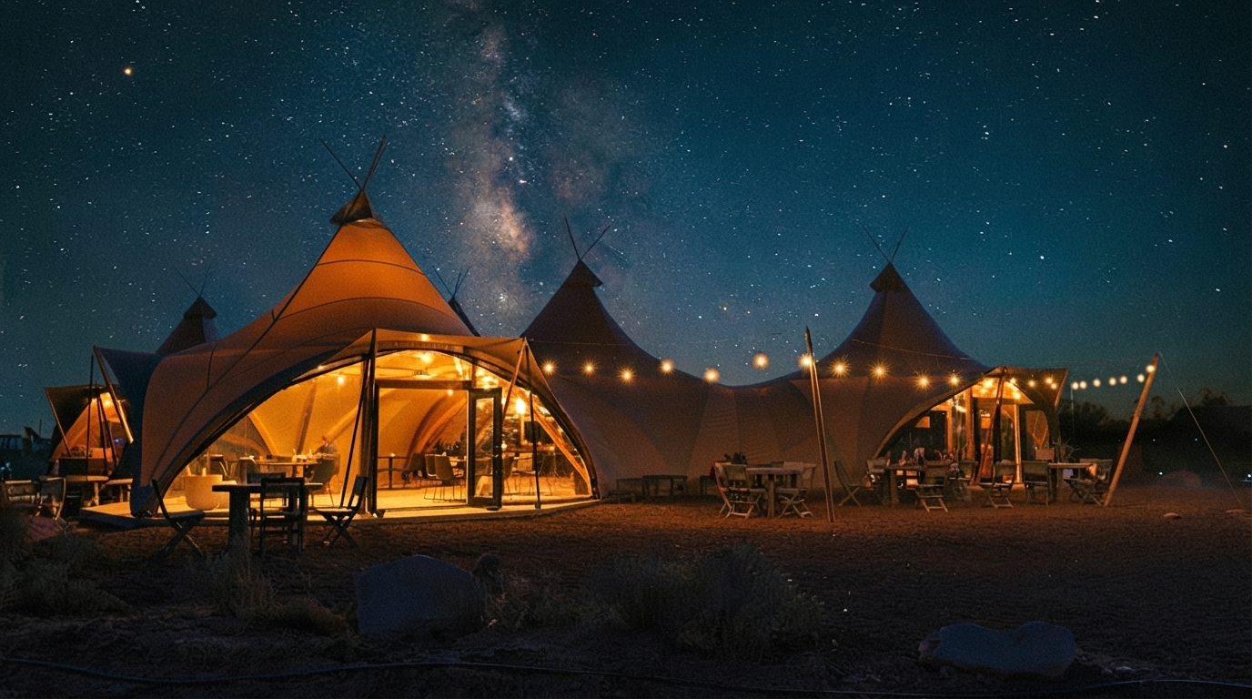 Editorial illustration for Resort or Canvas? How to Choose Your Luxury Dark-Sky Stay